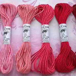 assortment of soie d'Alger Au Ver à Soie 6 shades of pink embroidery threads image 2