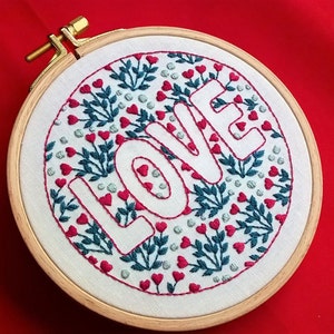 Embroidery kit - Embroidery pattern - embroidery hoop art - diy embroidery kit modern embroidery - Love - valentine's day - beginner kit