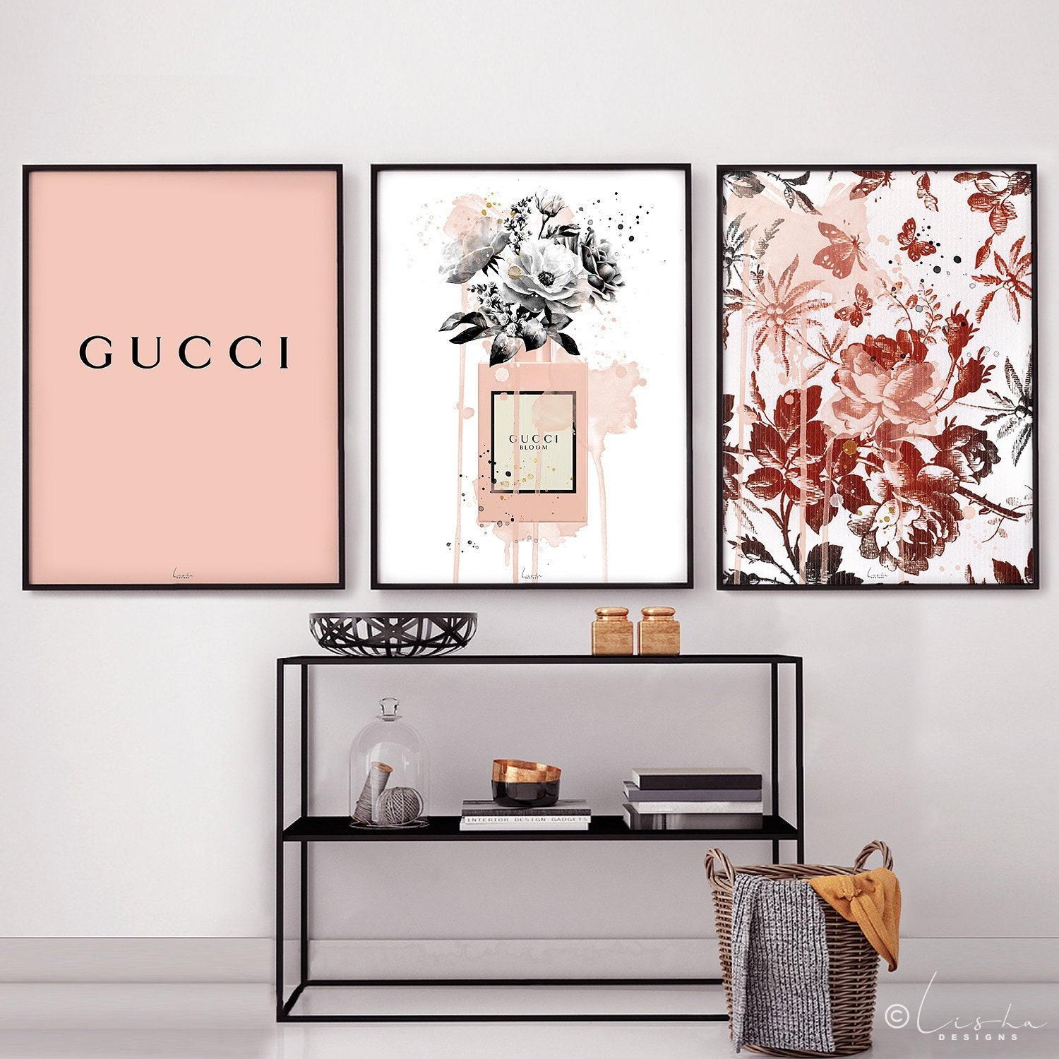 3 x poster set Gucci Art Print Gucci Poster Gucci Wall Art | Etsy