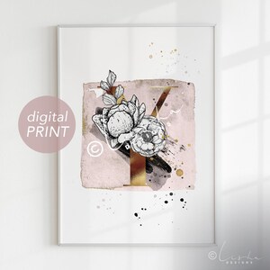 Buchstabe Y Initiale Typografie Monogram Initial Alphabet Poster Karte Print Design Grafik  Druckbare Wandkunst Geschenk digital DOWNLOAD