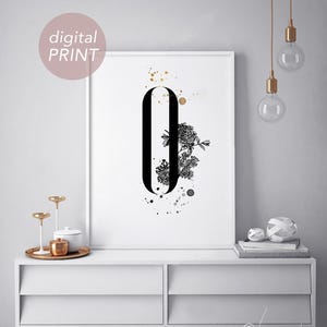 Letter O Initial Typography Monogram Initial Alphabet Poster Card Print Design Graphic Printable Wall Art Flowers gift digital DOWNLOAD