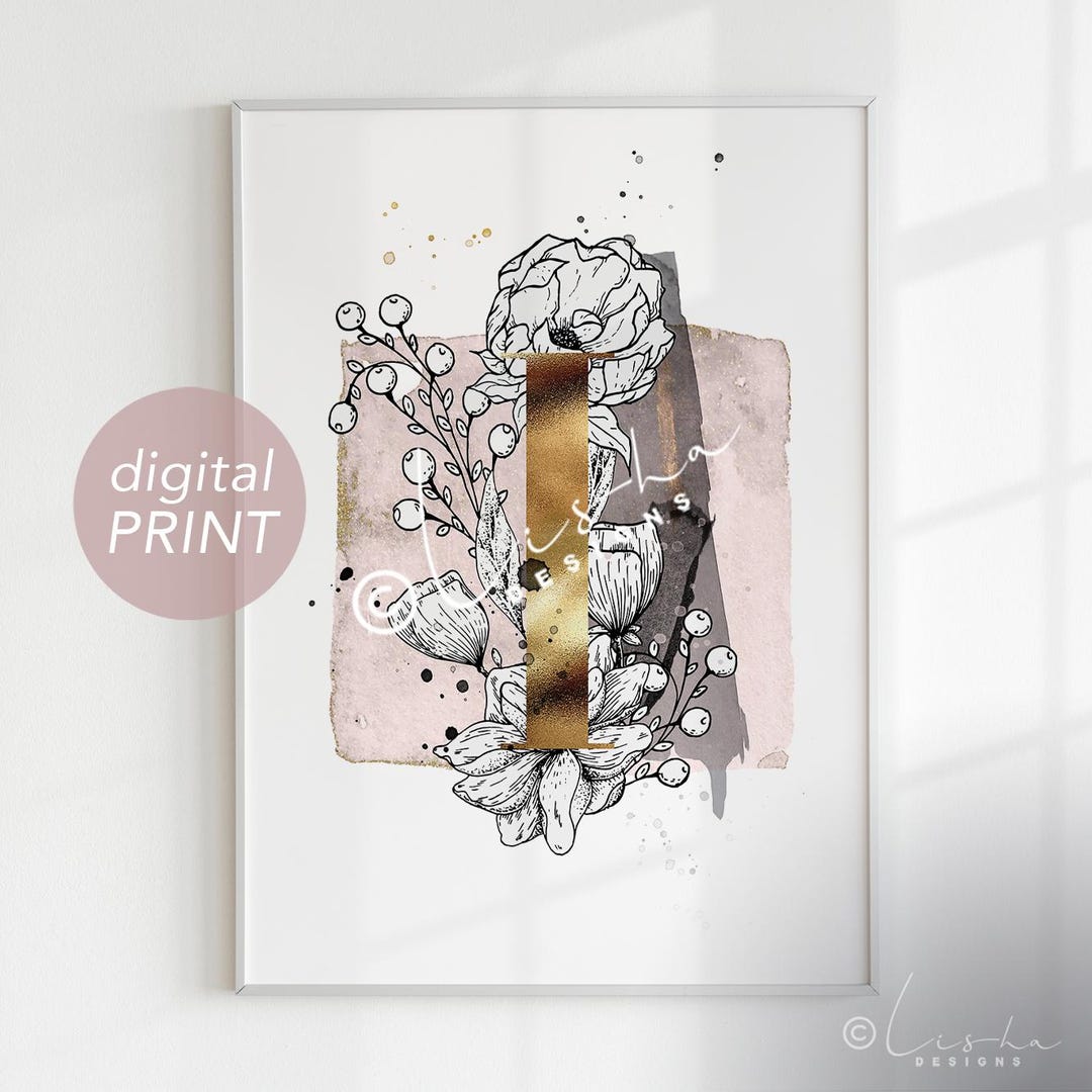Letter I Initial Typography Monogram Initial Alphabet Poster Card Print ...