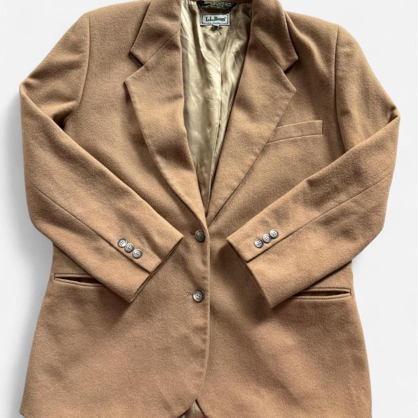 L.L.Bean, Vintage 80s made in USA L.L.Bean tan blazer women’s 12P