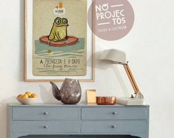 Originele STORYTALES De Kikkerprins De Kikker en de Prinses Wall Art Printing Poster Illustratie Print Tekeningen Ontwerp Kunstwerk Home Decor