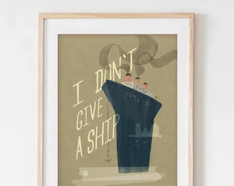 Origineel GEEF EEN SCHIP Grappige citaten afdrukken Poster illustratie afdrukken ArtWork HomeDecor