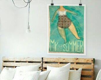 Originele MY PERFECT SUMMER Wall Art Printing Poster Illustratie Print Tekeningen Grafisch Ontwerp Kunstwerk Home Decor