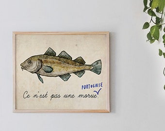 Originele CODFISH Magritte Poster WallArt Illustratie Print Tekeningen Grafisch Ontwerp ArtWork Home Decor