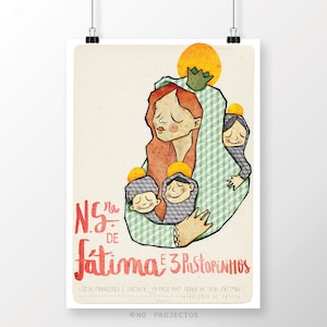 オリジナルポルトガル語 N. Sra de FÁTIMA と 3 人の羊飼いウォールアート印刷ポスターイラスト印刷図面グラフィックデザインアートワーク家の装飾