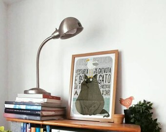 Original Story of a SEAGULL and the CAT that taught her to FLY Luís Sepúlveda Books Poster Illustration Print Drawings