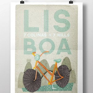 Originele PORTUGESE LISSABON FIETS Vervoer Wall Art Printing Poster Illustratie Print Tekeningen Grafisch Ontwerp Kunstwerk Home Decor