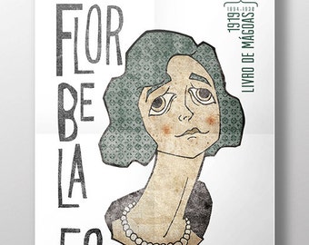 Original PORTUGUESE WRITER FLORBELA Spanca Wall Art Printing Poster Illustration Print Drawings Graphic Design Art Work Home Decor