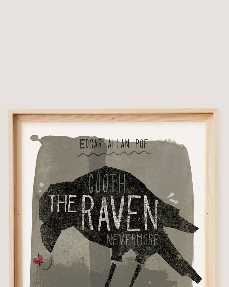 Originele THE RAVEN Edgar Allan Poe Books Wall Art Printing Poster Illustratie Print Tekeningen Grafisch Ontwerp Kunstwerk Home Decor afbeelding 2