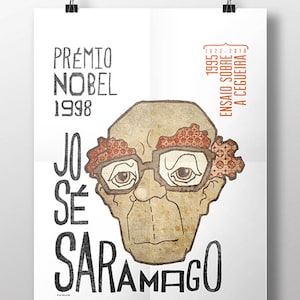 Original PORTUGUESE NOBEL PRICE Writer José Saramago Wall Art Printing Poster Illustration Print Drawings Graphic Design Art Work