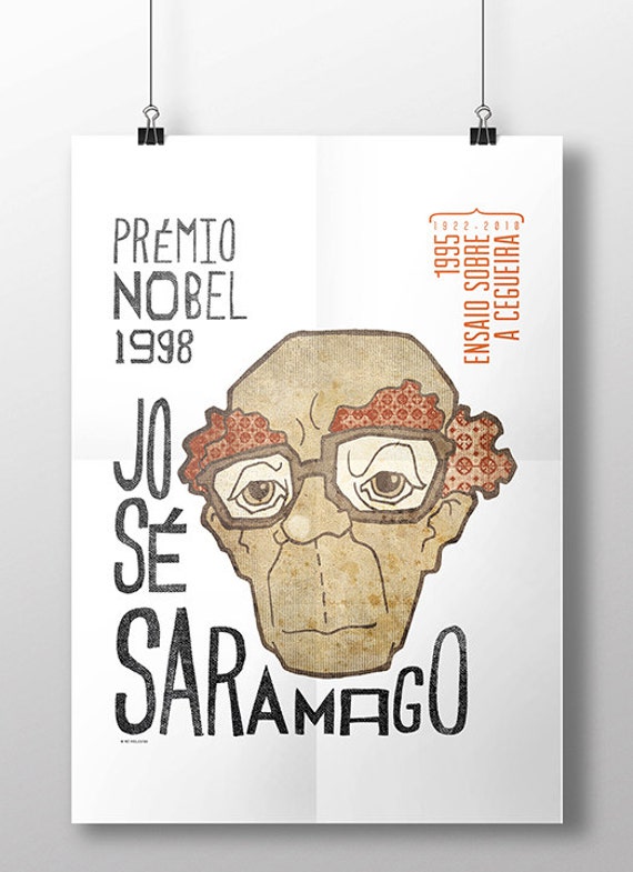Originale PREZZO NOBEL PORTOGHESE Scrittore José Saramago Wall Art Stampa  Poster Illustrazione Stampa Disegni Graphic Design Art Work -  Italia