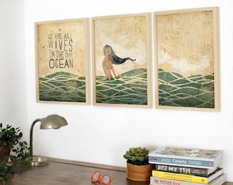 Origineel Portugees We zijn allemaal golven in dezelfde oceaan wandkunstdruk