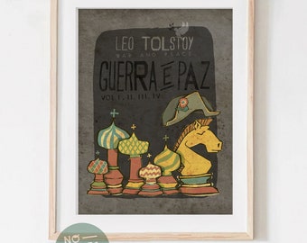 Originele OORLOG en VREDE Leo Tolstoj Boeken Poster Illustratie Print Tekeningen