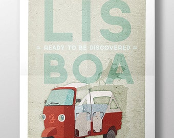 Originele PORTUGESE LISSABON Tuk-Tuk Transport Wall Art Printing Poster Illustratie Print Tekeningen Grafisch Ontwerp Kunstwerk Home Decor