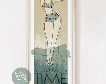 Originele ENDELESS SUMMER Wall Art Printing Poster Illustratie Print Tekeningen Grafisch Ontwerp Kunstwerk Home Decor