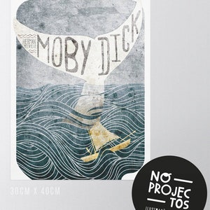 Originele MOBY DICK Herman Melville Boeken Wall Art Printing Poster Illustratie Print Tekeningen Grafisch Ontwerp Kunstwerk Home Decor afbeelding 3