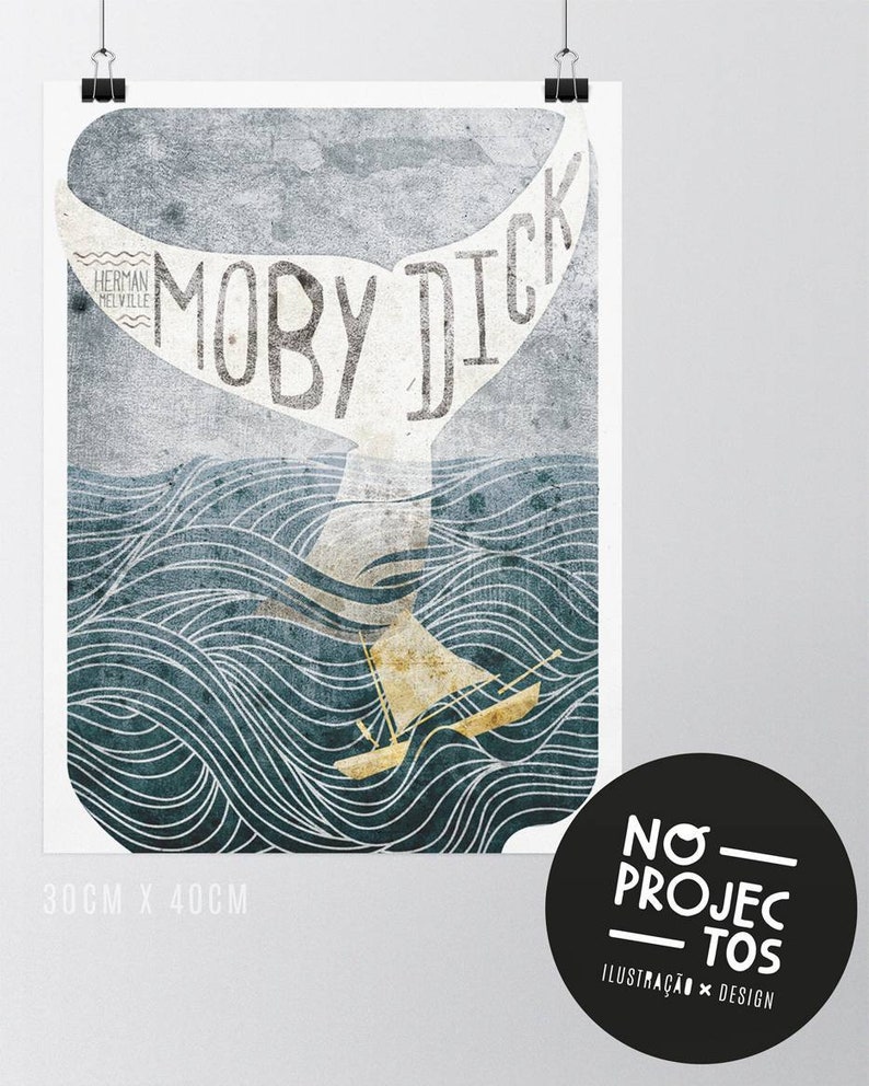 Originele MOBY DICK Herman Melville Boeken Wall Art Printing Poster Illustratie Print Tekeningen Grafisch Ontwerp Kunstwerk Home Decor afbeelding 3