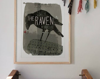 Original THE RAVEN Edgar Allan Poe Books Wall Art Printing Poster Illustration Print Drawings Graphic Design Art Work Home Decor