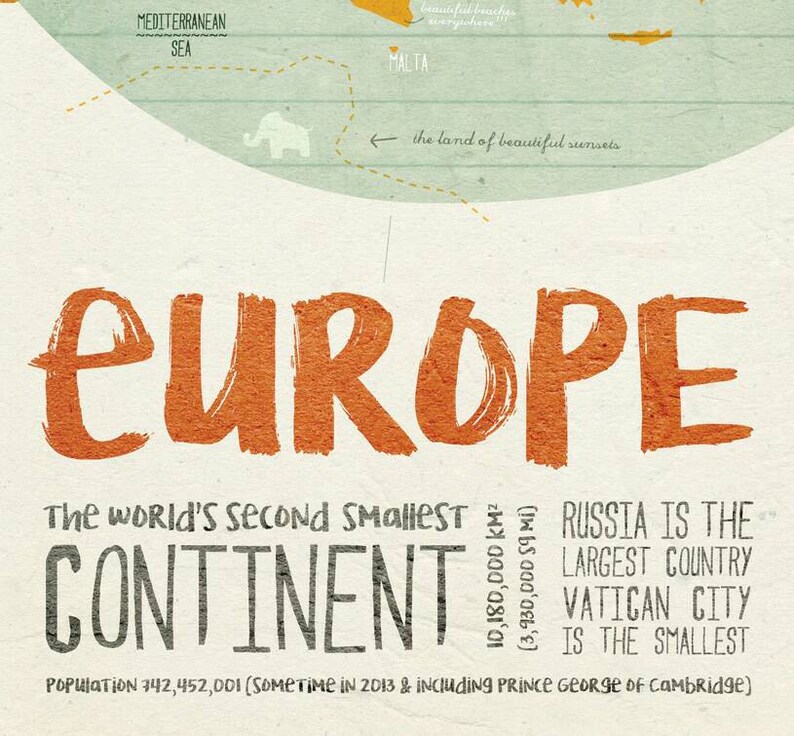 Original EUROPE Wall Art Printing Poster Illustration Print Etsy