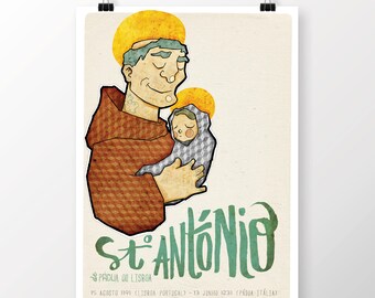 Originele PORTUGESE SAINT ANTHONY Wall Art Printing Poster Illustratie Print Tekeningen Grafisch Ontwerp Kunstwerk Home Decor