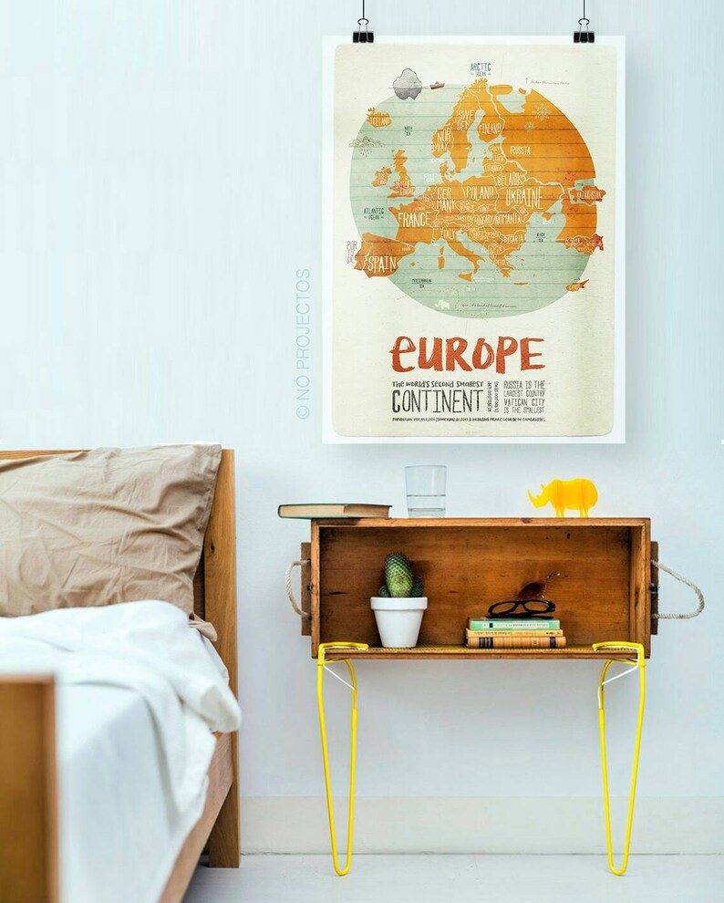Original EUROPE Wall Art Printing Poster Illustration Print Etsy