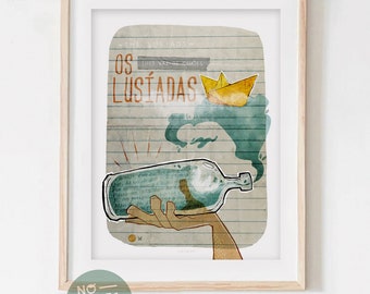 Originele Os LUSÍADAS Luís Vaz de Camões Boeken Poster Illustratie Print Tekeningen