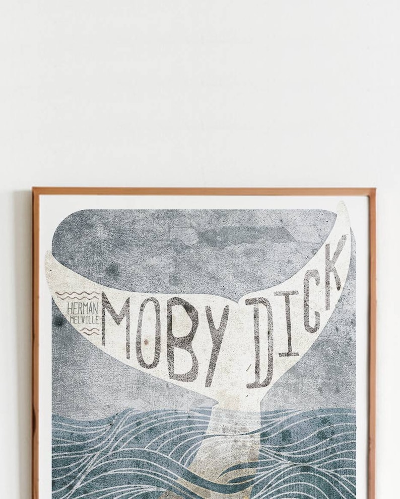 Originele MOBY DICK Herman Melville Boeken Wall Art Printing Poster Illustratie Print Tekeningen Grafisch Ontwerp Kunstwerk Home Decor afbeelding 2