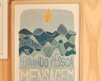Original MESSAGE Portuguese Writer Fernando PESSOA Wall Art Printing Poster Illustration Print Drawings Graphic Design Art Work Home Decor