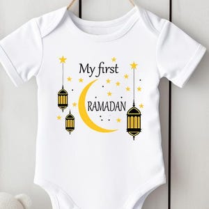 My First Ramadan | Eid Ramadan Mubarak Cute Baby Bodysuit Short Long Sleeve Sleepsuit  | Bodysuit 205