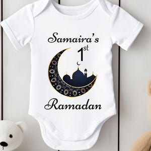 My First Ramadan Baby Vest, Personalised Name Ramada  Cute Baby Bodysuit ,Short Long Sleeve Sleepsuit  | Ramadan Kareem 206