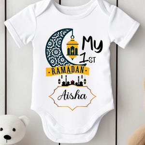 My First Ramadan Personalised  Baby Vest| Eid Ramadan Mubarak Cute Baby Bodysuit Short Long Sleeve Sleepsuit  | Bodysuit  570