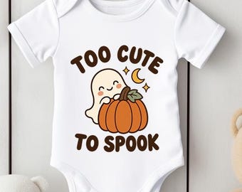 Too Cute to Spook Baby Bodysuit, Halloween Newborn Outfit, Baby Shower Gift 765