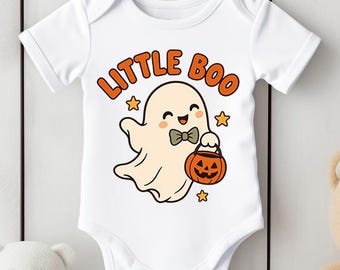 Little Boo Baby Bodysuit, Cute Ghost Halloween Outfit, Newborn Baby Shower Gift 761