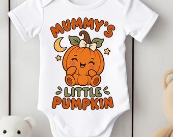 Mummy's Little Pumpkin Baby Bodysuit, Cute Halloween Newborn Outfit, Baby Shower Gift 762
