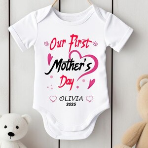 First Mother&#39;s Day Baby Bodysuit: Heart Design, Cotton Outfit