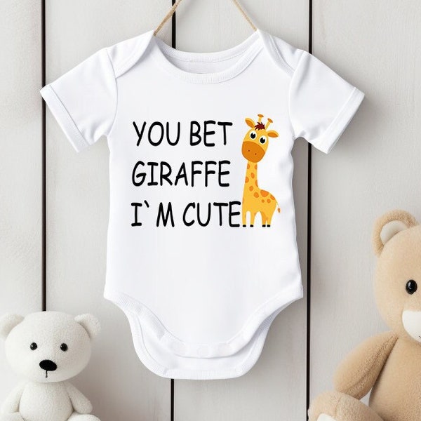 Vous pariez girafe que je suis mignon | Joli bébé | Body papa et maman | Cadeau cousin | Body à manches courtes et à manches longues