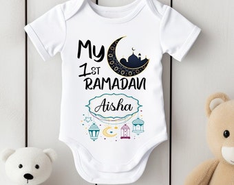 My First Ramadan Personalise | Eid Ramadan Mubarak Cute Baby Bodysuit Kids T-shirt Short Long Sleeve Sleepsuit  | Bodysuit  98