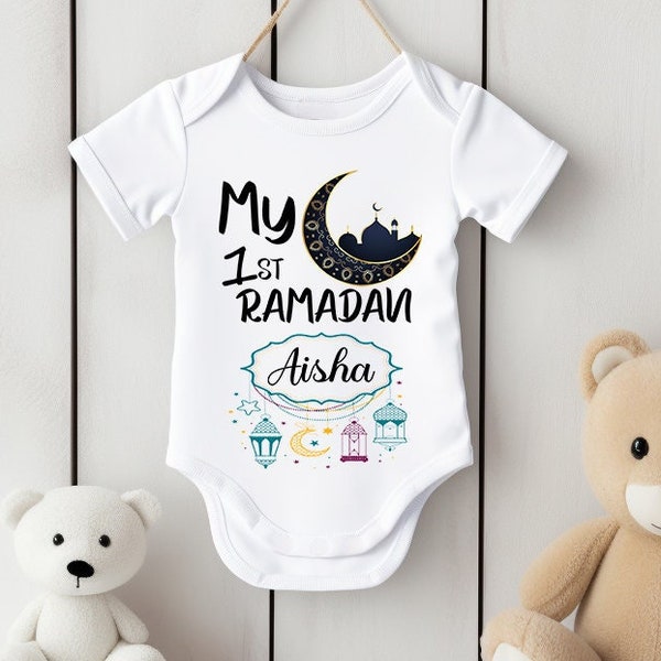 My First Ramadan Personalise | Eid Ramadan Mubarak Cute Baby Bodysuit Kids T-shirt Short Long Sleeve Sleepsuit  | Bodysuit  98