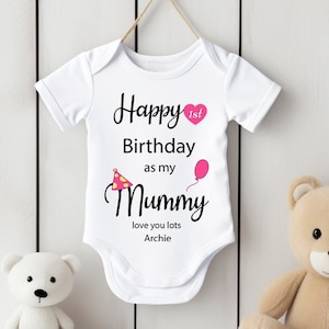 Personalised My First Birthday As My Mummy | Mother Son Cute Baby Bodysuit Long Sleeve Sleepsuit  | Birthday Bodysuit  10-11