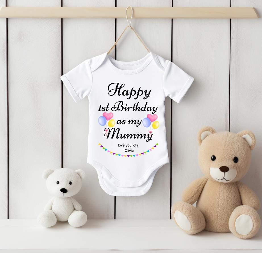 Happy 1st Birthday As My Mummy Mum Mom Baby Matching Outfit Set