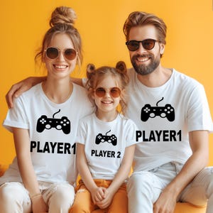 Camisetas familiares a juego para el jugador 1: Conjunto de juego unisex
