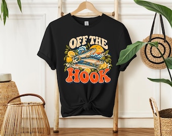 Off The Hook Sardine T-Shirt, Retro Fish Graphic Tee, Mediterranean Coastal Shirt, Vintage Ocean Top, Seafood Lover Gift