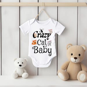 Crazy Cat Baby, Cute Baby Vest , Adorable Cat-Themed Baby Outfit Perfect Gift Vest Baby Announcement  116a