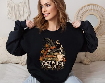 Cozy Witch Club Sweatshirt | Witchy Book Lover Crewneck | Autumn Halloween Jumper