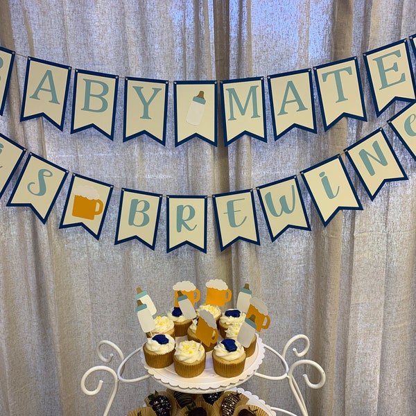 Baby Brewing Banner | Baby Shower Banner| Beer Brew Baby Shower | Party Banner | Custom Name | Baby Shower Decor | Custom baby name