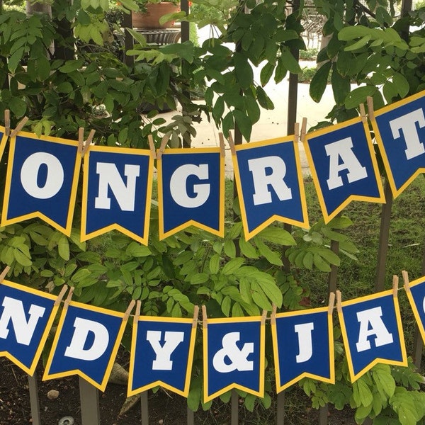 Congratulations Banner | Yellow Navy and white | Party Banner | graduation Banner | Special Occasion | Graduation party | grad