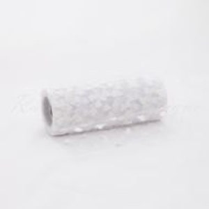 May include: A roll of white tulle fabric with a delicate, textured pattern. The tulle is soft and sheer, making it ideal for crafting and decorating.